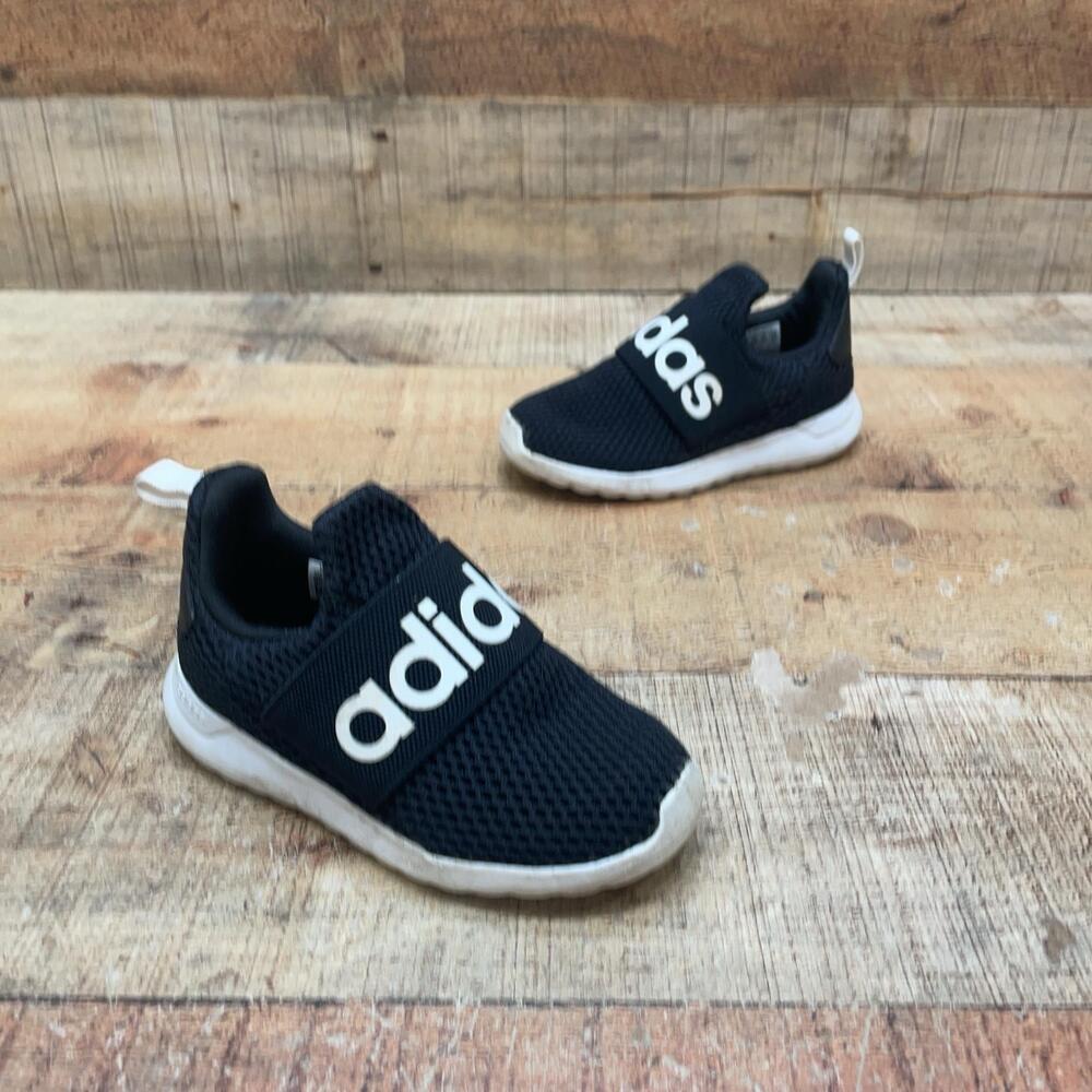 Adidas Shoes Kids Size 8K 25 Black Mesh Slip On Casual Logo Sneaker GW2778